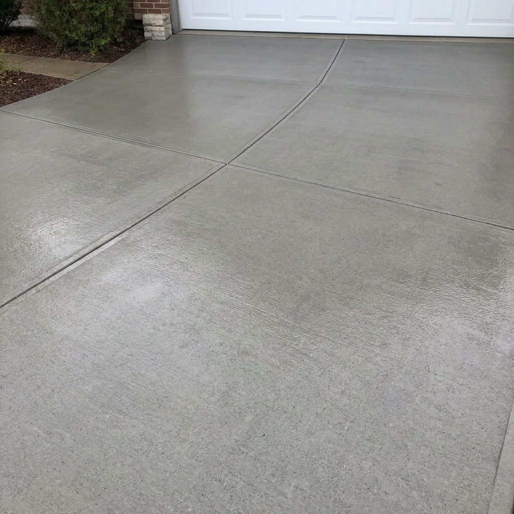 Concrete driveway before and after pressure washing — after