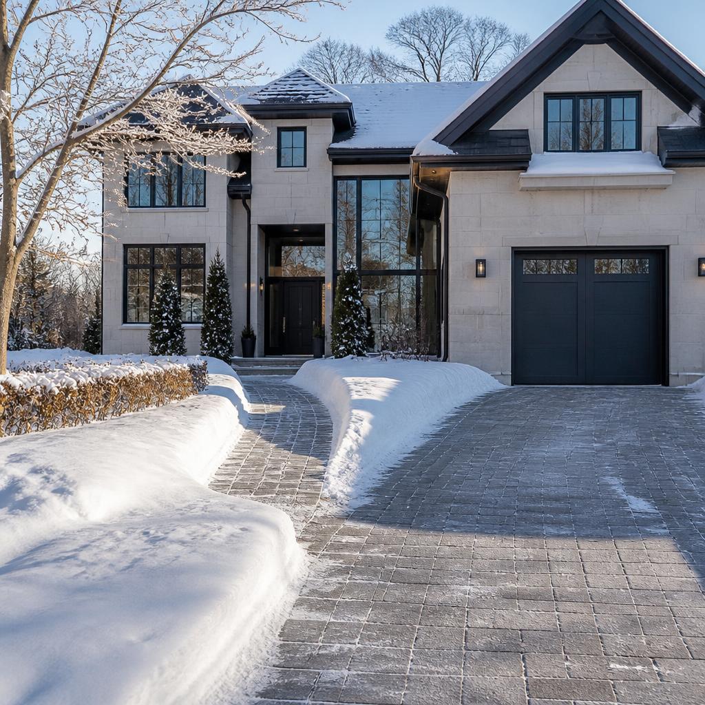 Snow Removal — Cleared winter driveway